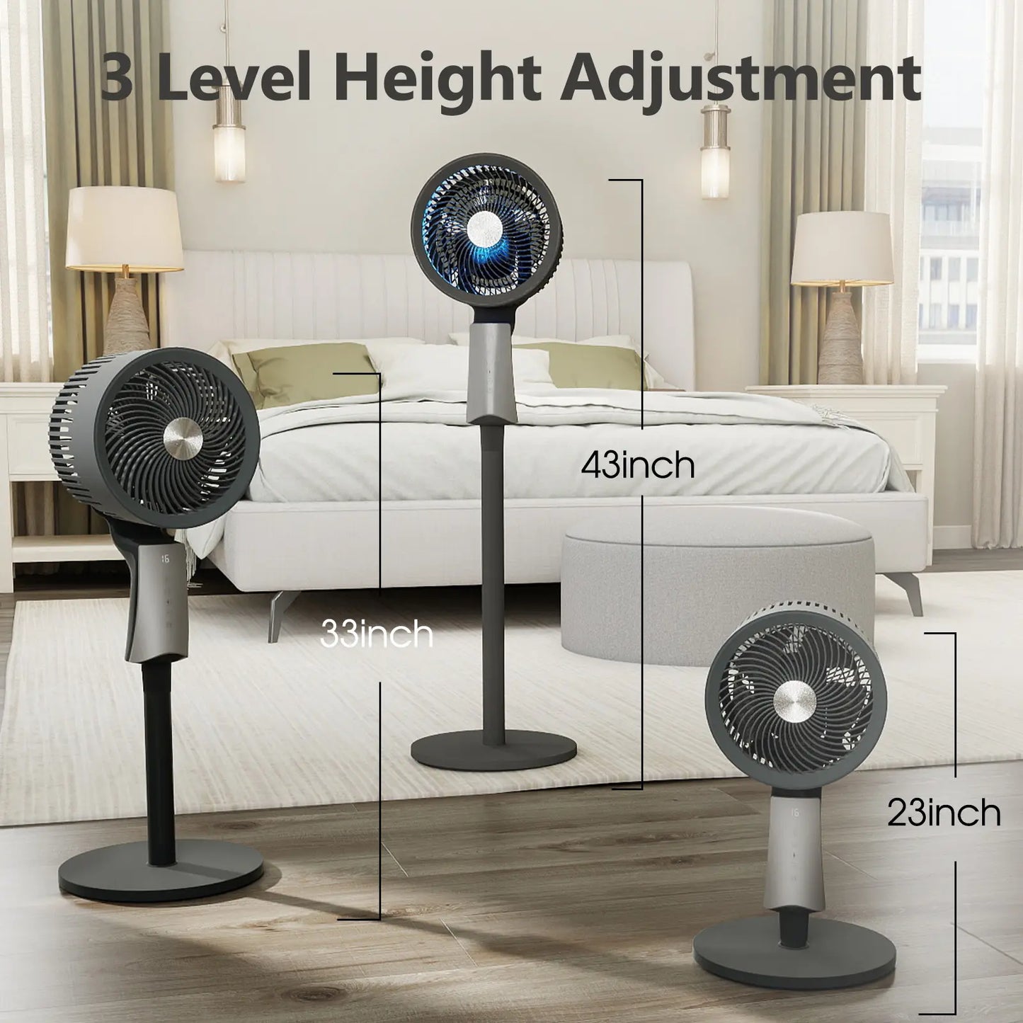 Pedestal Fan for bedroom, 90ft High Velocity Pedestal Fan for Large Rooms & Garages, 32 Speeds 3 Modes, Oscillating with Remote, 12H Timer – for Bedroom Living Office
